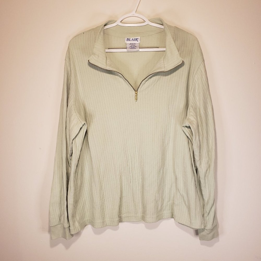 Vinatge Soft Green 1/4 zip pullover